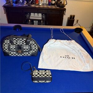 Coach Signature Demi Dome Turn-lock Satchel Handbag Black/Grey